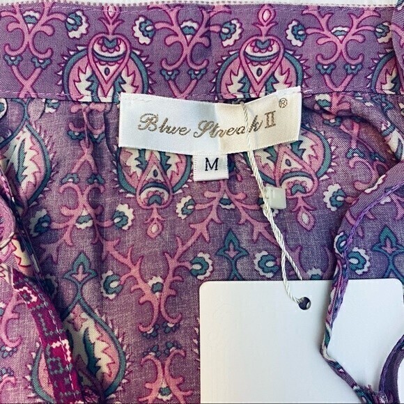 Bluestreak II Women’s Boho Chic Dress w/Spaghetti‎ Straps, Size M Purple Paisley - Picture 7 of 7